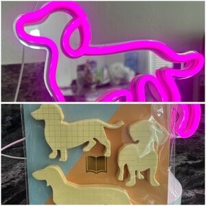 Neon Dachshund LED Light and sticky notes